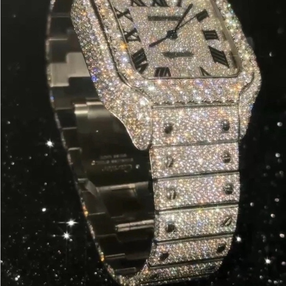 Cartier Silver Diamond-Encrusted Women's Watch